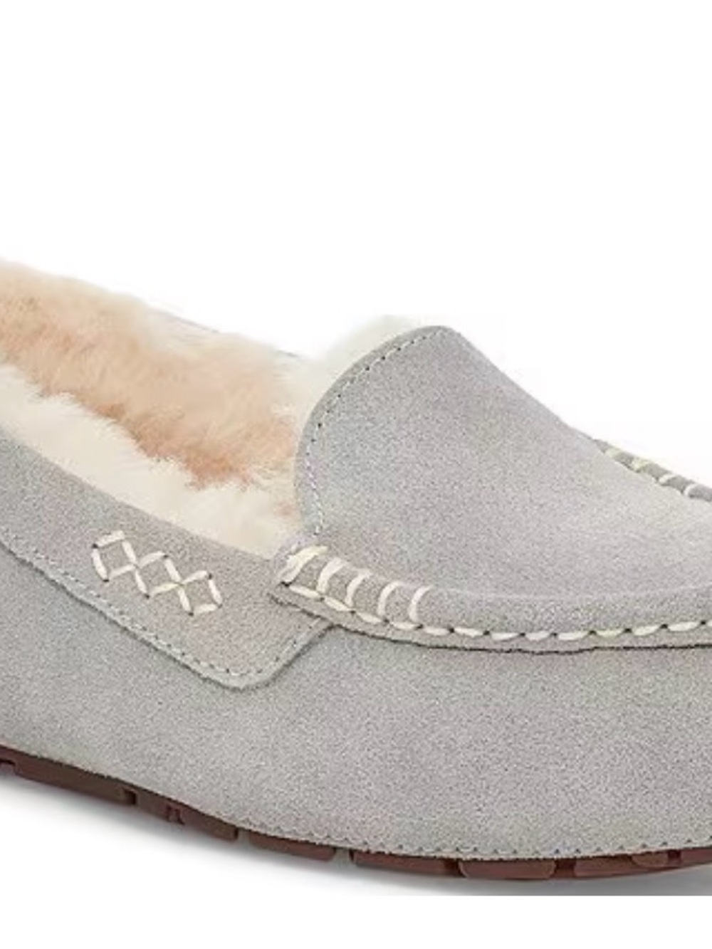 UGG Women's Light Grey Suede Fur-Lined Moccasin